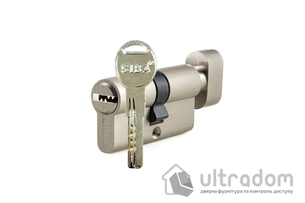 Цилиндр дверной SIBA ключ-вороток 70 мм (35х35Т) матовый никель (30.10.30/BTSZ)