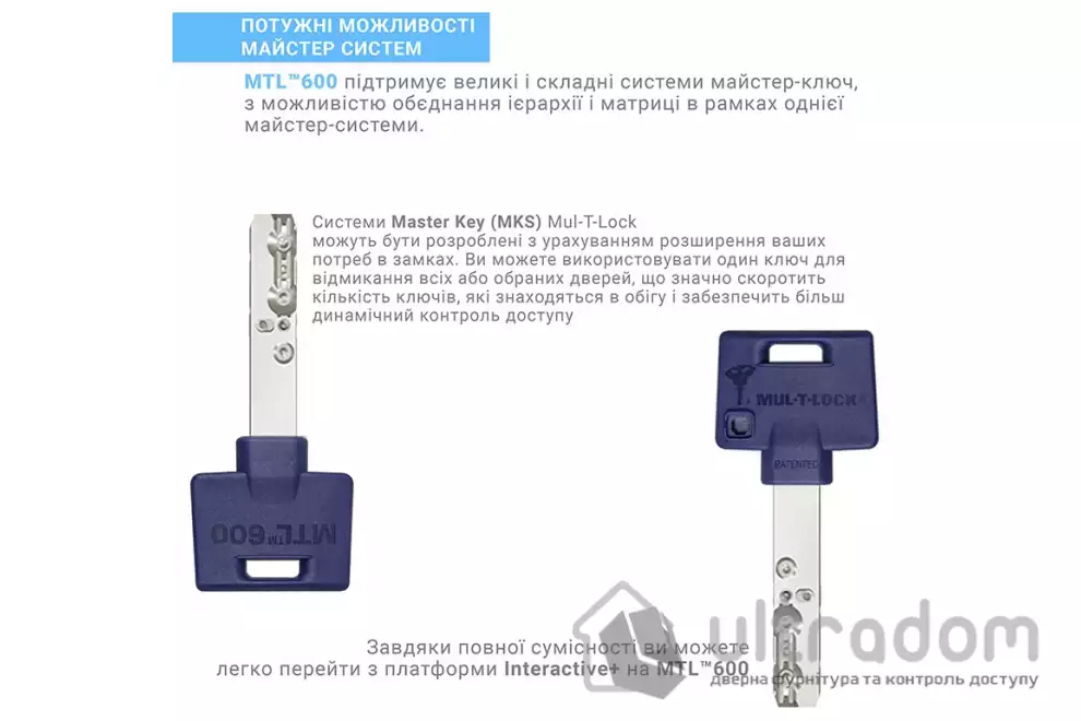 Цилиндр замка Mul-T-Lock MTL600 ключ-тумблер, 120 мм