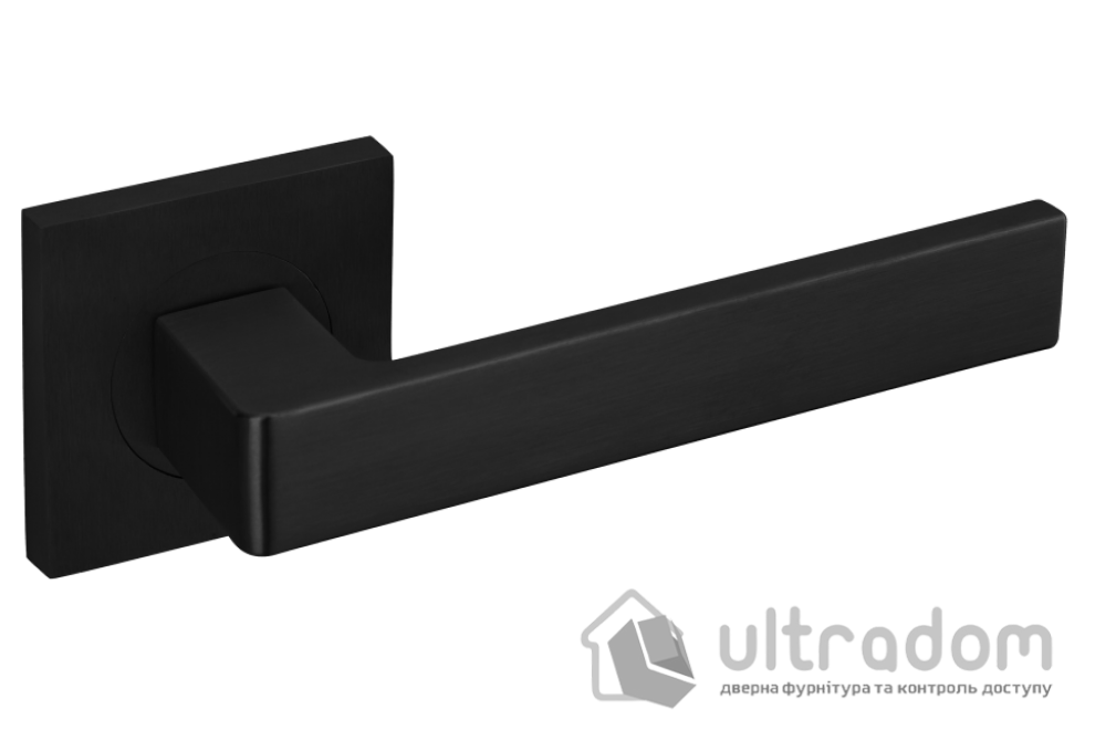 Дверная ручка DND by Martinelli QUATTRO 02 на квадратной розетке 55 мм, чёрная (264/55-Z-ZNE)