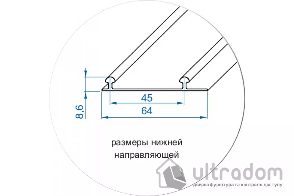 Комплект фурнитуры для шкафа-купе L1800*H2700 Valcomp ARES 3, 2 двери (212-136)