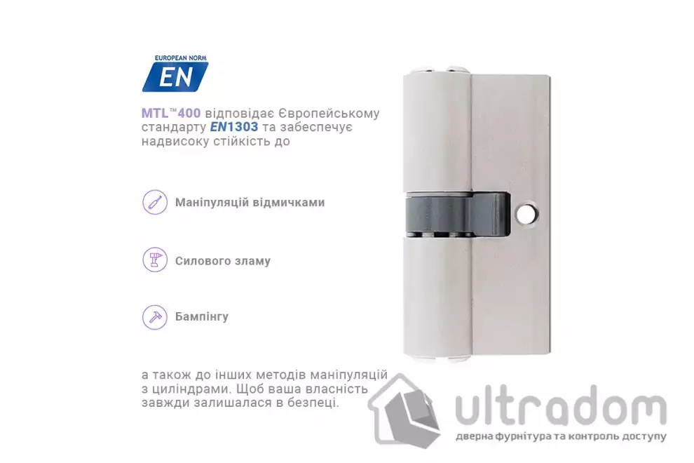 Цилиндр замка Mul-T-Lock MTL400 ключ-ключ, 82 мм
