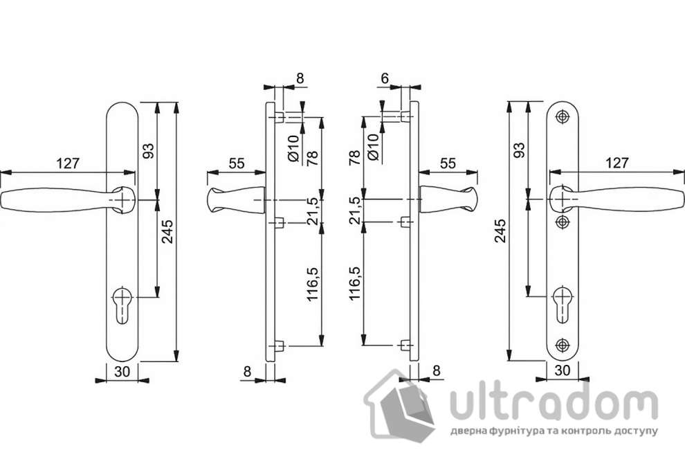 Нажимной гарнитур HOPPE New York 1810/3346 92/30 мм, коричневый F8707 (3257397)