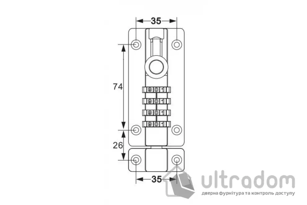 Засов TOKOZ COMBINATION BOLT 100, накладной кодовый