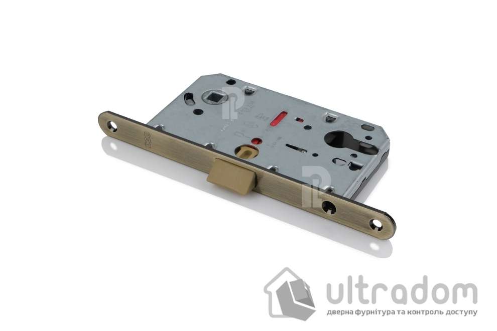 Врезной межкомнатный замок AGB Mediana Evolution PZ, 85/50 мм, античная бронза (B01103.50.12)
