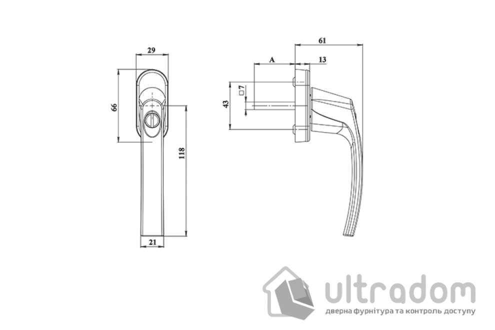 Ручка оконная с замком ASTEX Venera WH 108