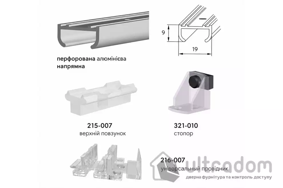 Комплект мебельной раздвижной системы Valcomp APIS 1500 мм для двух дверей шкафчика (211-006)