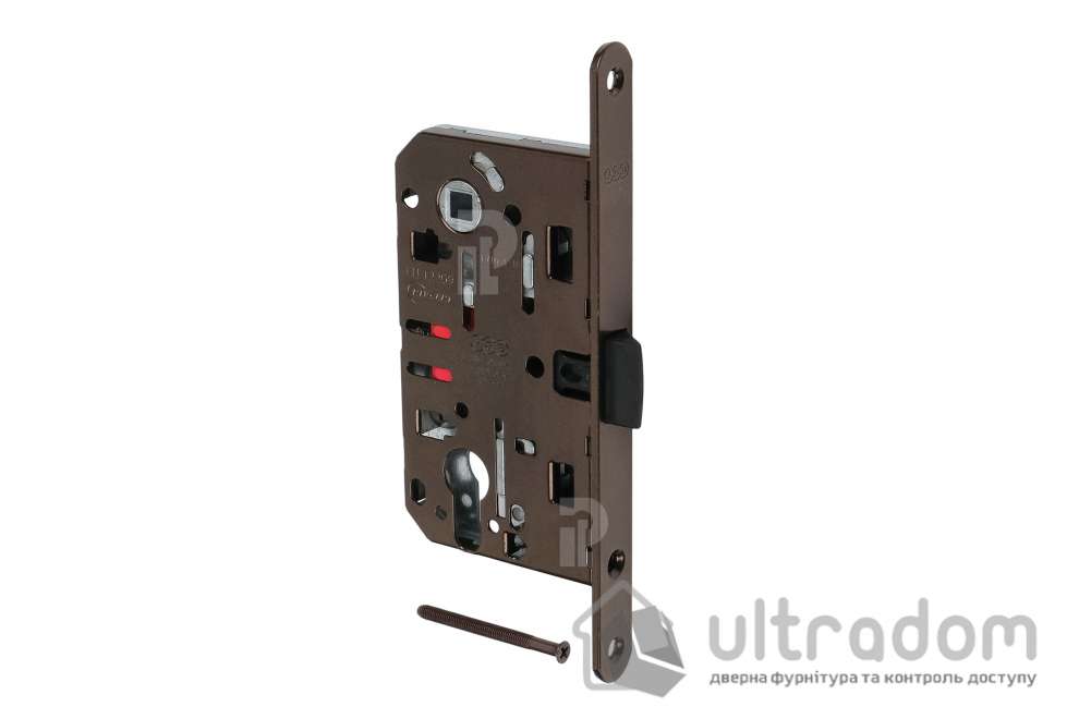 Врезной межкомнатный замок AGB Mediana Evolution PZ, 85/50 мм, бронза коричневая (B01103.50.22)