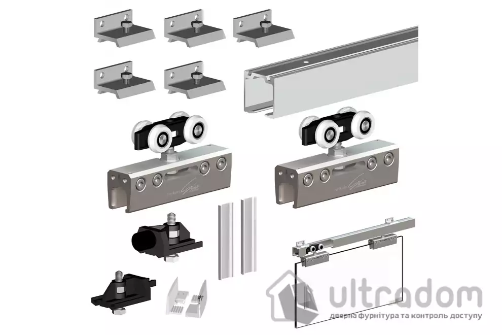 Valcomp Herkules Glass Комплект раздвижной системы для стеклянной двери до 100 кг, чёрный (213-371)