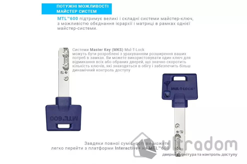 Цилиндр замка Mul-T-Lock MTL600 ключ-ключ,92 мм