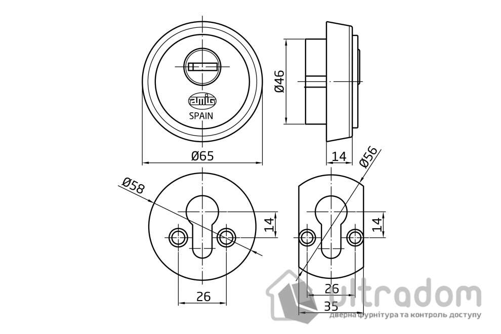 Броненакладка для цилиндра AMIG мод.31/33, матовая латунь