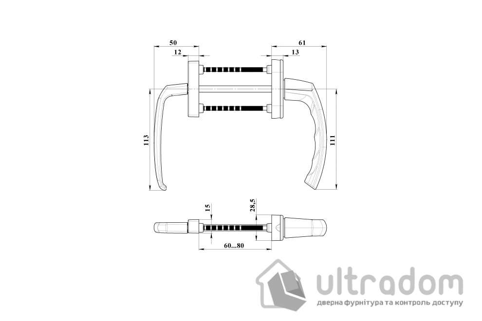 Ручка балконная ANTEY BHS 1/3, коричневая (BHS 1/3 RAL8019)