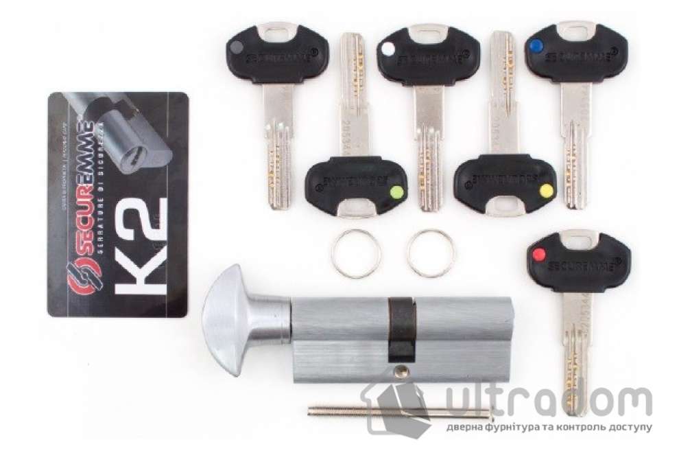 Цилиндр дверной Securemme К2 ключ-вороток 80 мм 5 + 1 монтаж. ключ