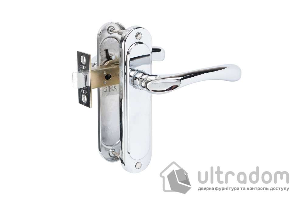 Комплект межкомнатных ручек SIBA Palermo 62 мм с механизмом, хром (Z14-0K-07-07+10145-СР)