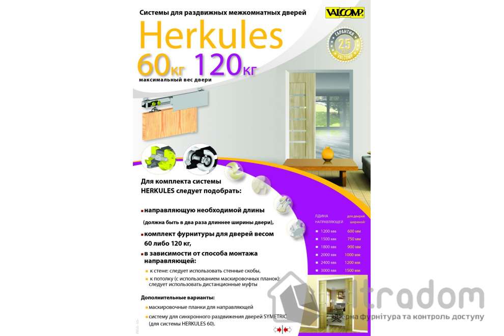 Комплект роликов Valcomp Herkules HS120 для раздвижных дверей