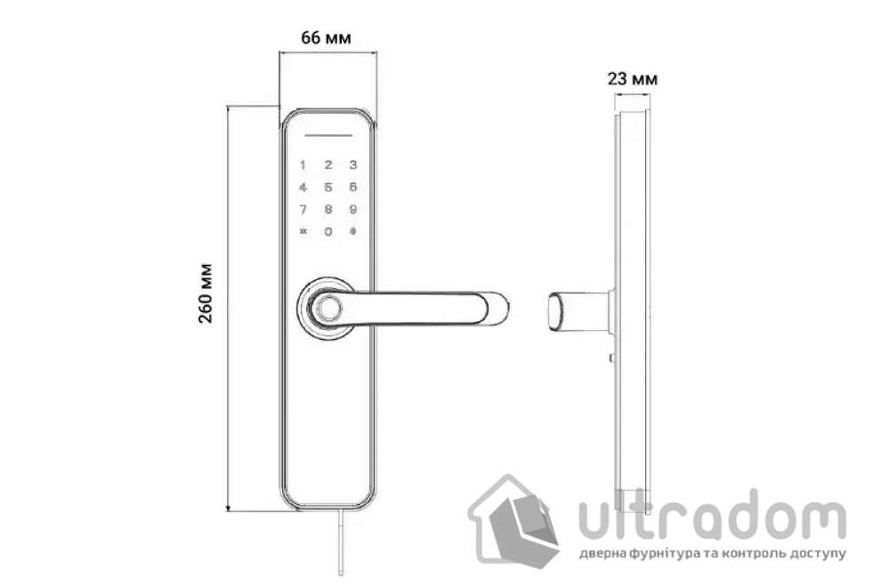 Умный дверной биометрический замок SEVEN LOCK SL-7740BF grey (врезная часть 5050)