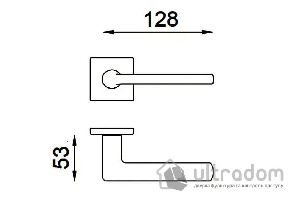 Дверная ручка DND by Martinelli LUCE P 02 на квадратной розетке 55 мм, чёрная