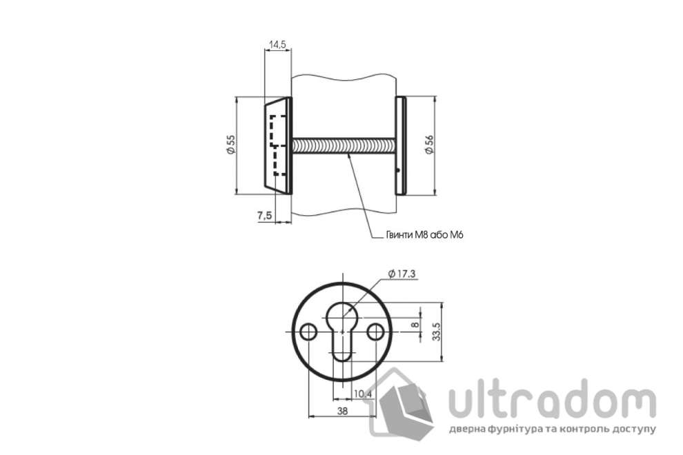 Броненакладка для цилиндра Mul-T-Lock SL3, матовый никель