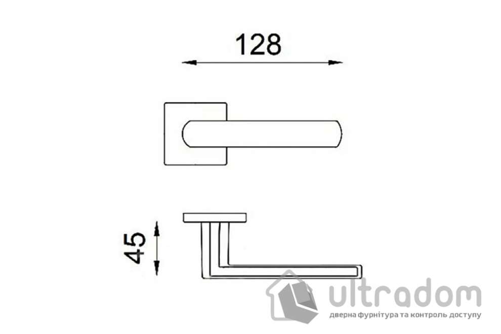 Дверная ручка DND by Martinelli LUCE 02 на квадратной розетке 55 мм, чёрная