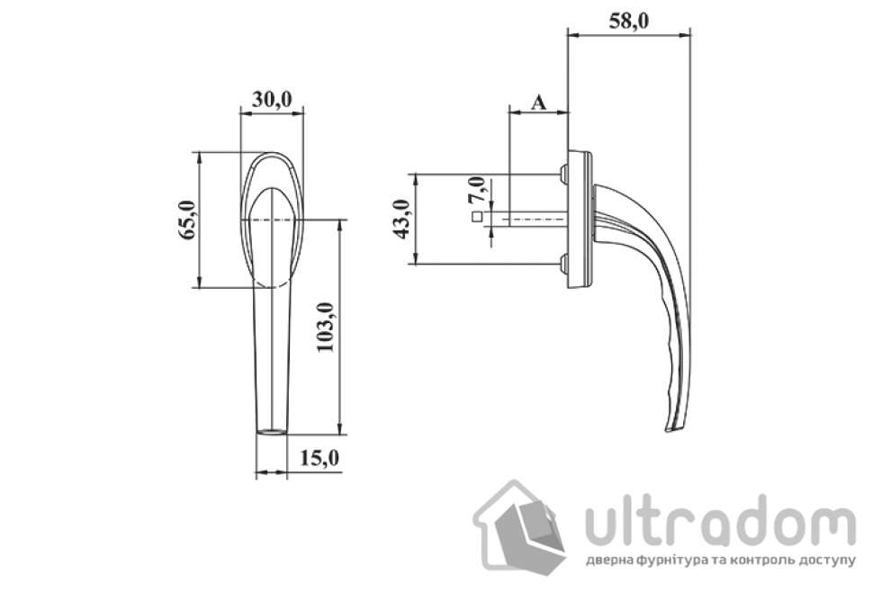 Ручка оконная ASTEX Gera WH 009, белая (WH 009/37 RAL9016)