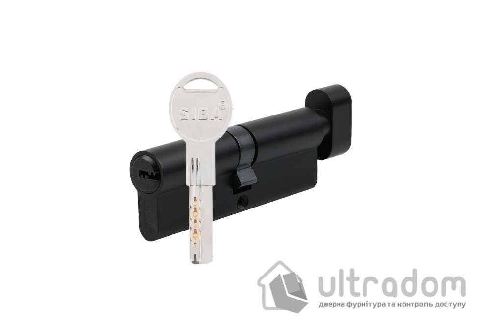 Цилиндр дверной SIBA перфорированный ключ-вороток 80 мм (40х40Т) чёрный матовый (35.10.35-/BТMBZ-5К)