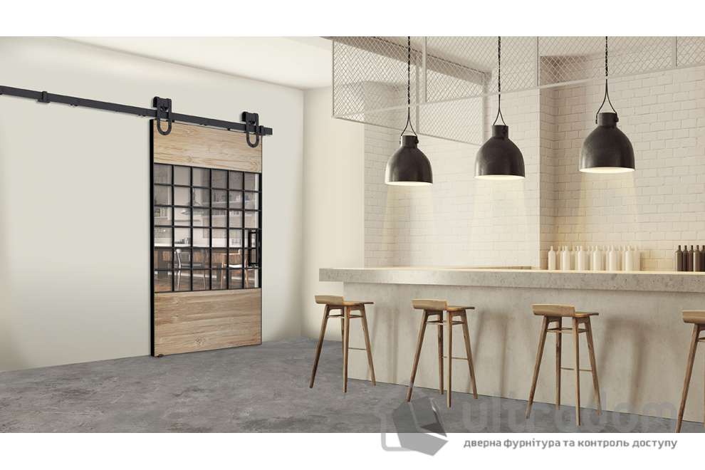 Комплект раздвижной системы Mantion MAGNI Roc Design в стиле LOFT, черный матовый (219-336 SET)