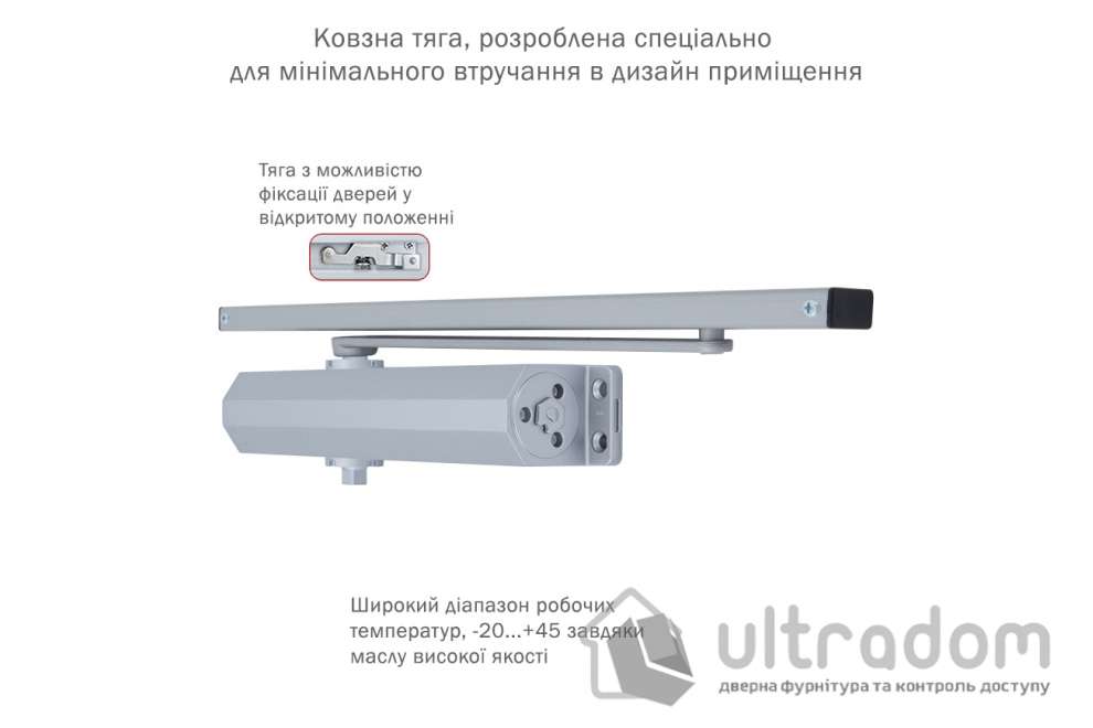 Доводчик дверной RYOBI DS-3550T BC/DA EN1-3 дверь до 65 кг, с фиксацией HO