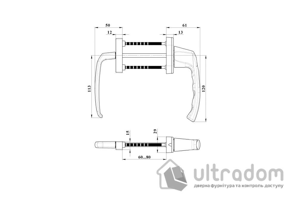 Ручка балконная с замком ASTEX Antey BHS 2/3, белая (BHS 2/3 RAL9016)