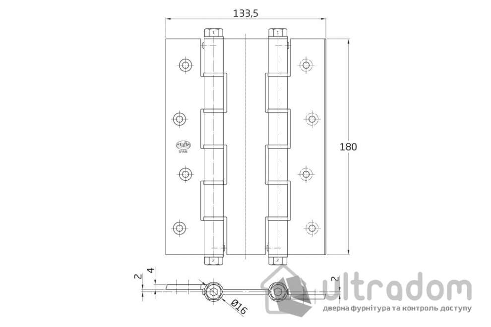 Петля маятниковая AMIG мод. 3035 барная, 180х133 мм, золото (6591)