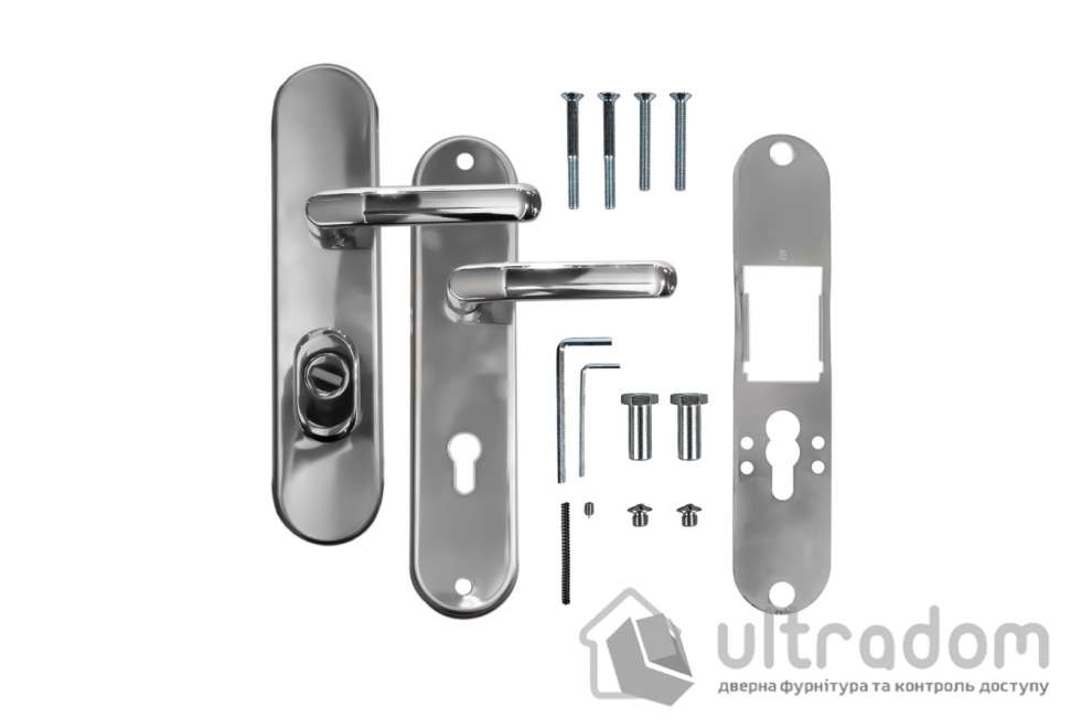 Дверная ручка на планке ROSTEX UNIVERSAL PLUS R ручка-ручка полированный хром 85 мм