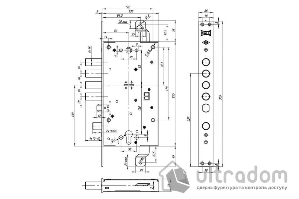 Замок врезной двухсистемный KALE 456L (456L)