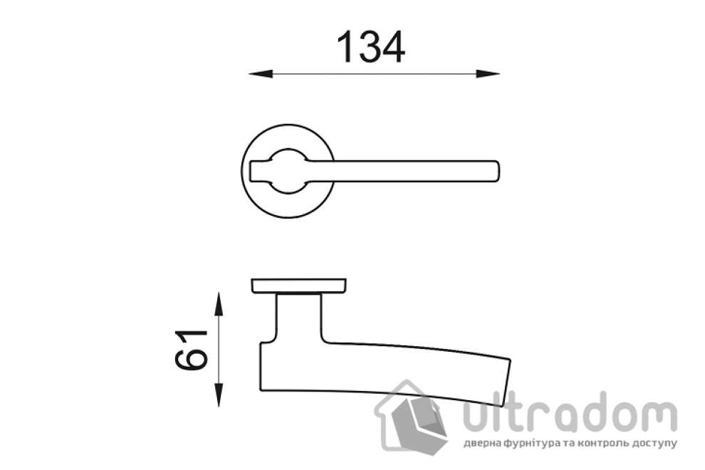 Дверная ручка DND by Martinelli SAN на круглой розетке VIS &nbsp;матовый хром.