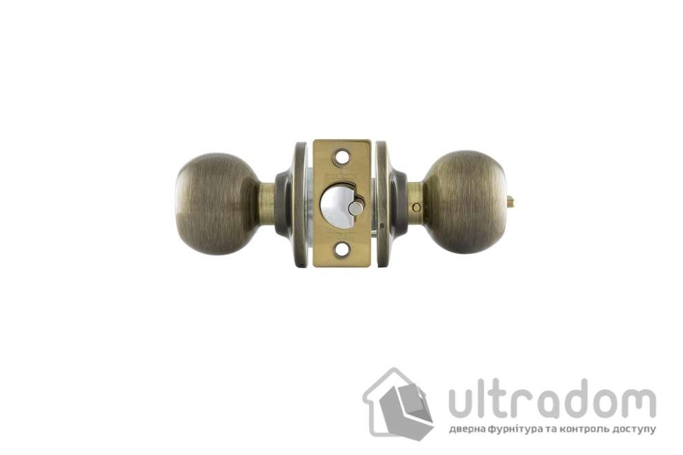 Ручка-кноб TESA BOLA KNOBSET 3900U0 с замком и фиксатором, античная латунь (TES-3900U0LA)