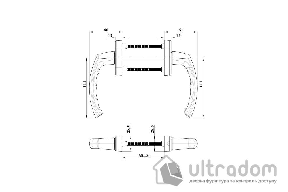 Ручка балконная ASTEX Antey BHS 4/3, коричневая (BHS 4/3 RAL8019)