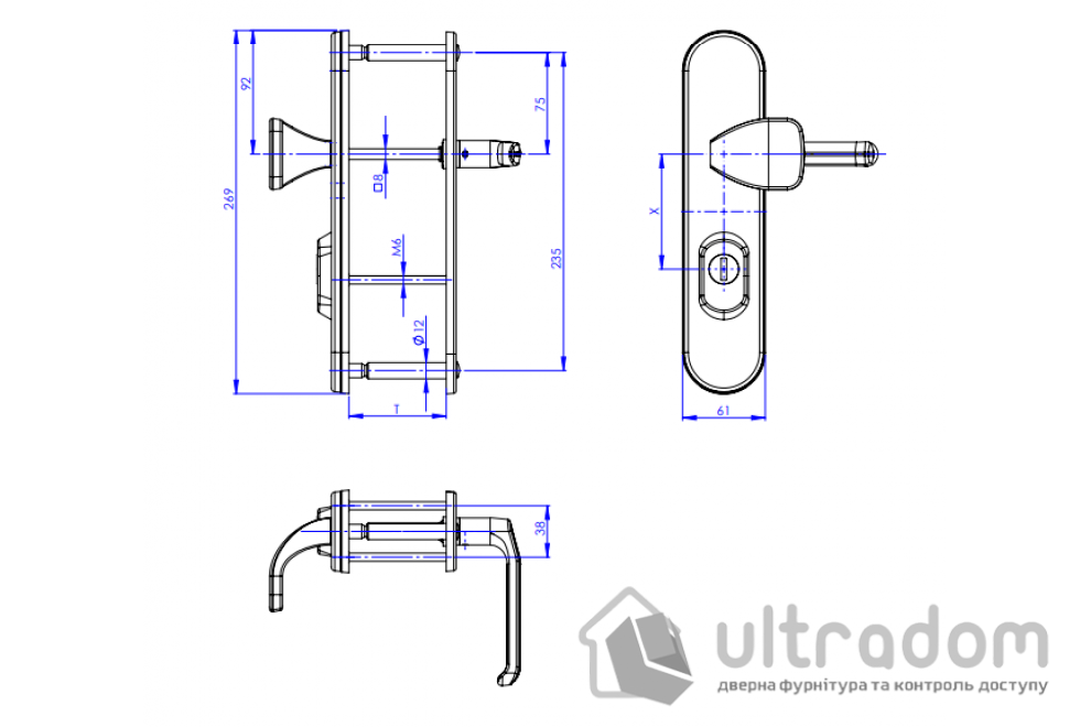 Дверная ручка на планке ROSTEX UNIVERSAL PLUS R ручка-кноб 85 мм нерж.сталь матовая