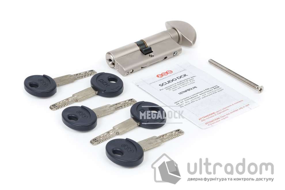 Цилиндр AGB SCUDO DCK 60 мм (30/30Т) ключ/тумблер матовый никель (С12016.25.25)