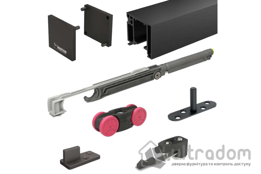 Комплект раздвижной системы Mantion SAF-SLIM для дверей до 1030 мм/80 кг, черный (SAF-S82C/195)