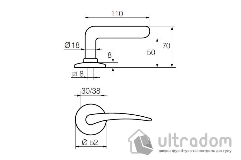 Дверная ручка ABLOY АКАТЕМІА 133/002 матовый хром