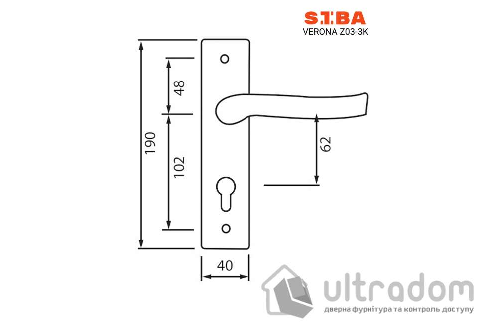 Дверная ручка под ключ (62 мм) SIBA Verona, мат.никель/темное золото (Z03 3K 22 90)