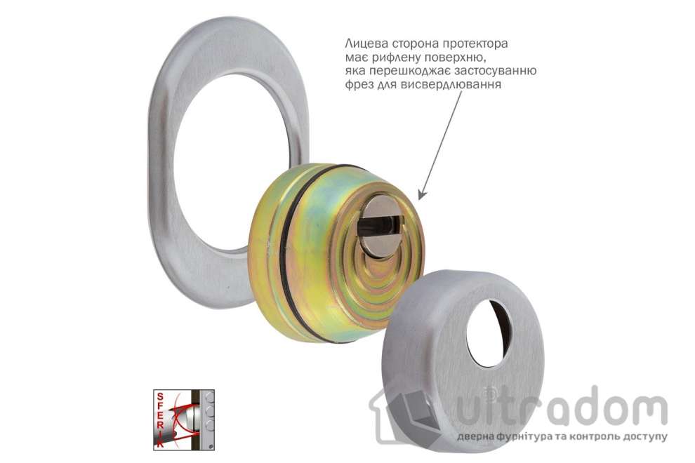 Протектор защитный DISEC SFERIK BDS16/4 OVAL 25 мм комплект, матовый хром