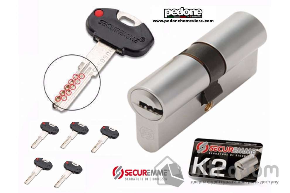 Цилиндр дверной Securemme К2 ключ-вороток 90 мм 5 + 1 монтаж. ключ