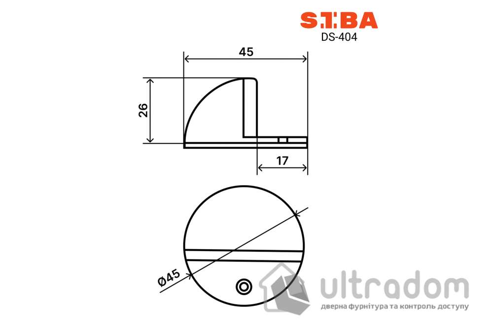 Упор дверной напольный SIBA DS 404, нержавеющая сталь