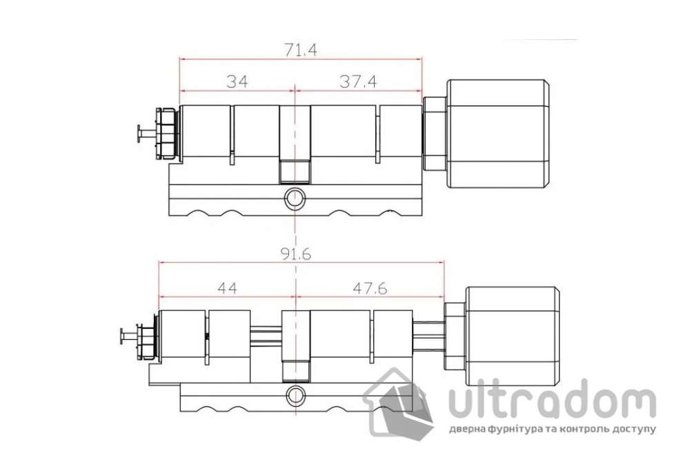 Умный биометрический замок (цилиндр) SEVEN LOCK SL-7774BF (100-150мм) black