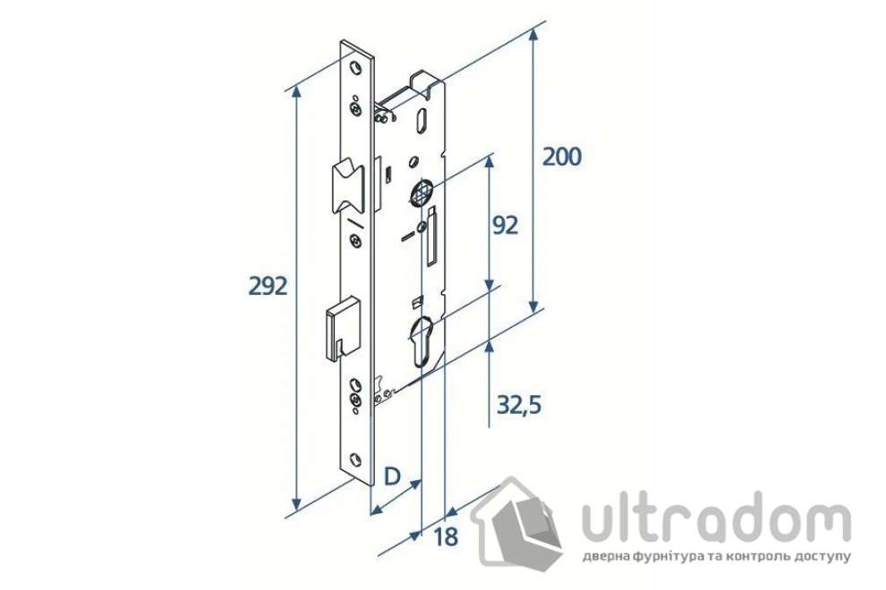 Замок Multisafe FUHR 803 для пластиковых дверей (корпус)
