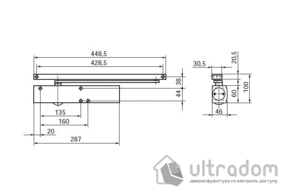 Доводчик дверной GEZE TS5000 V EN2-6, дверь до 120 кг (корпус)