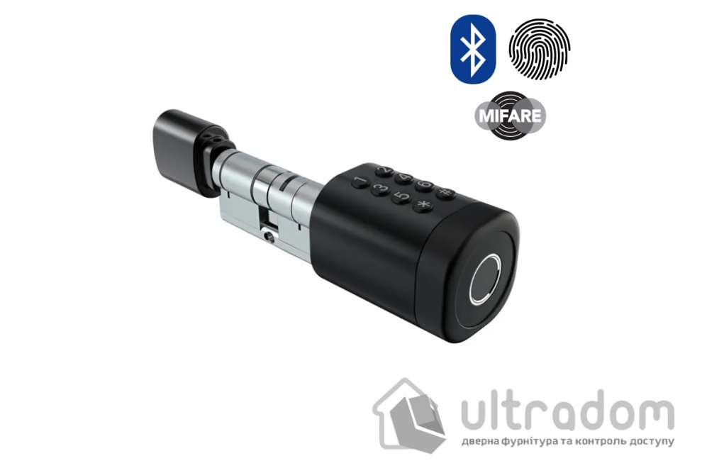 Умный биометрический замок (цилиндр) SEVEN LOCK SL-7774BF (100-150мм) black