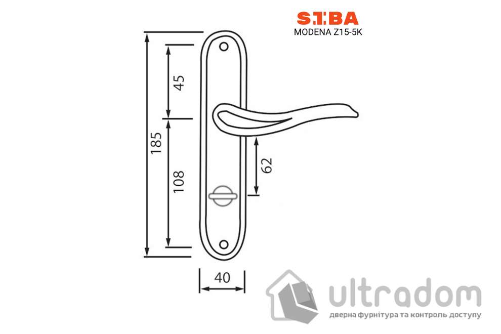 Ручка межкомнатная WC (62-96 мм) на планке SIBA Modena, матовый кофе/тёмное золото
