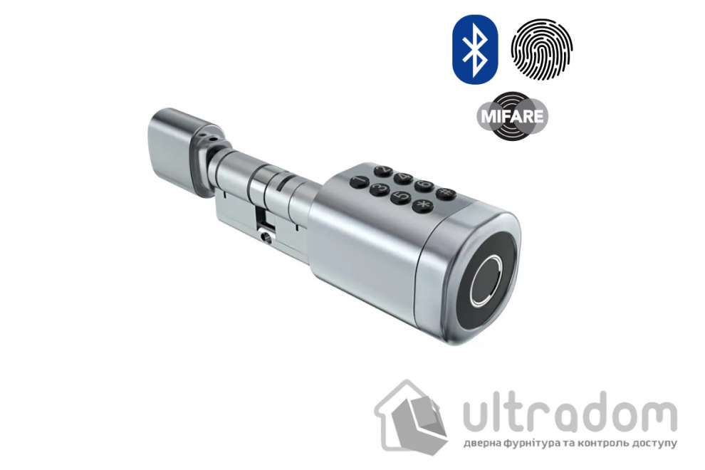 Умный биометрический замок (цилиндр) SEVEN LOCK SL-7774BF (100-150мм) silver