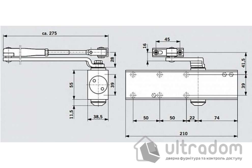 Доводчик дверной Dorma TS Profil EN2/3/4+Size5 BCA, дверь до 100 кг