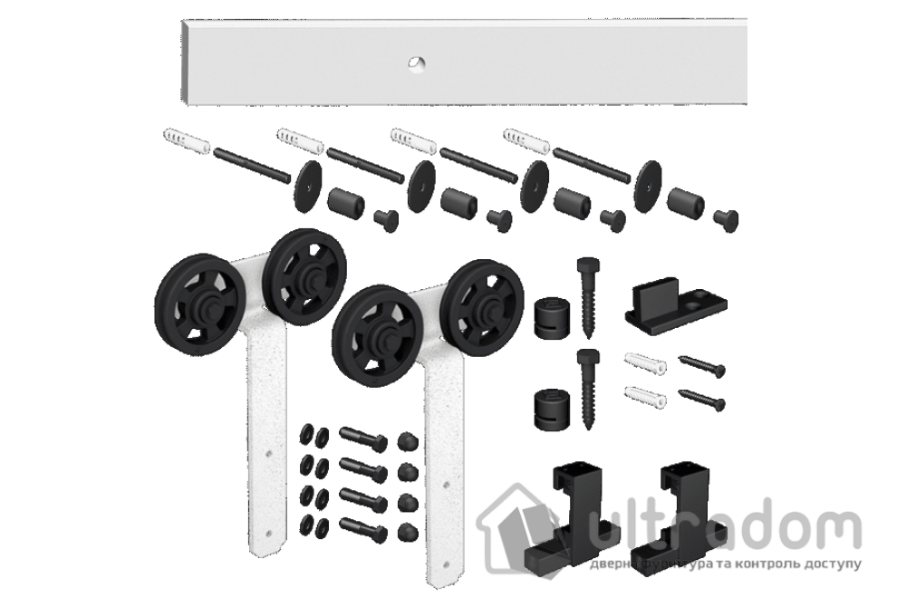 Комплект раздвижной системы Mantion LOKI Roc Design в стиле LOFT, белый матовый (219-342 SET)