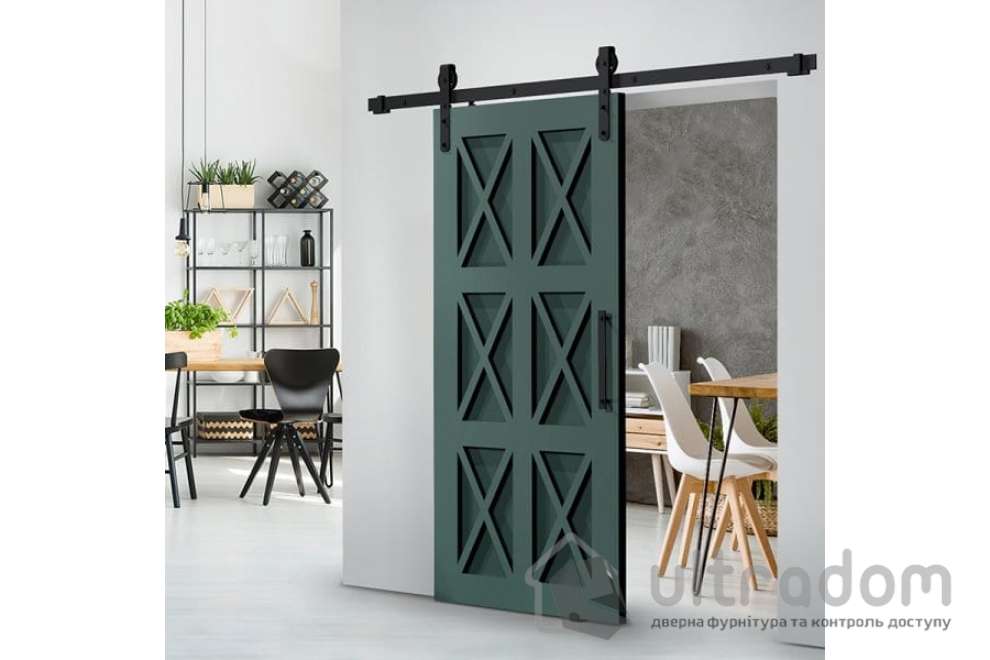 Комплект раздвижной системы Mantion THOR Roc Design в стиле LOFT, черный матовый (219-231 SET)